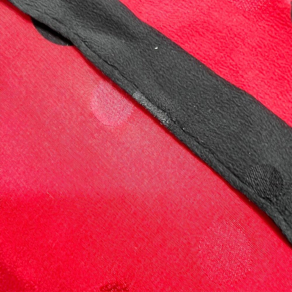 Yves Saint Laurent 100% Silk Satin scarf 33"  black red pocka dots (66 - Picture 13 of 13